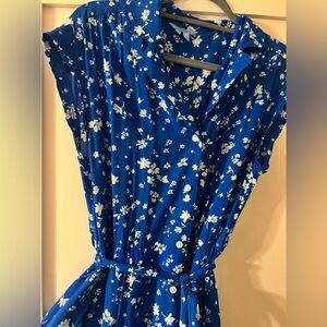 Draper James Royal Blue Floral Button-Front Midi Dress